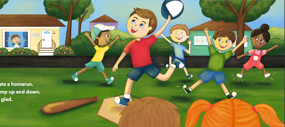Children playing and jumping with joy - Illustrated by Taylor Lombardi